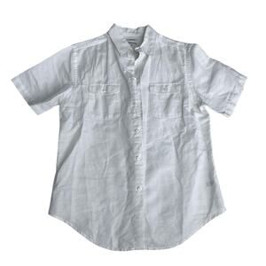 Men's Merona Linen Blend Button-Down Shirt - Medium